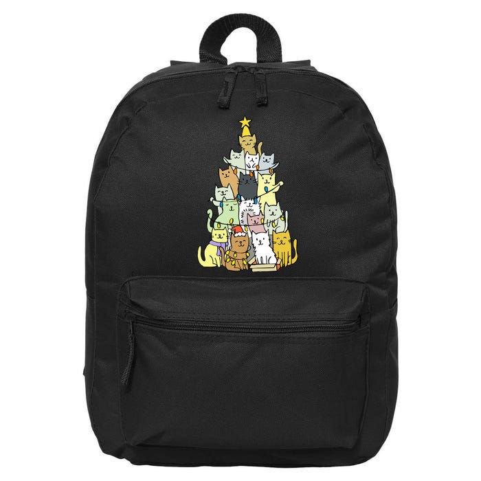 Funny Cat Christmas Tree 16 in Basic Backpack