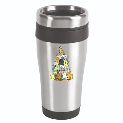 Funny Cat Christmas Tree 16oz Travel Tumbler