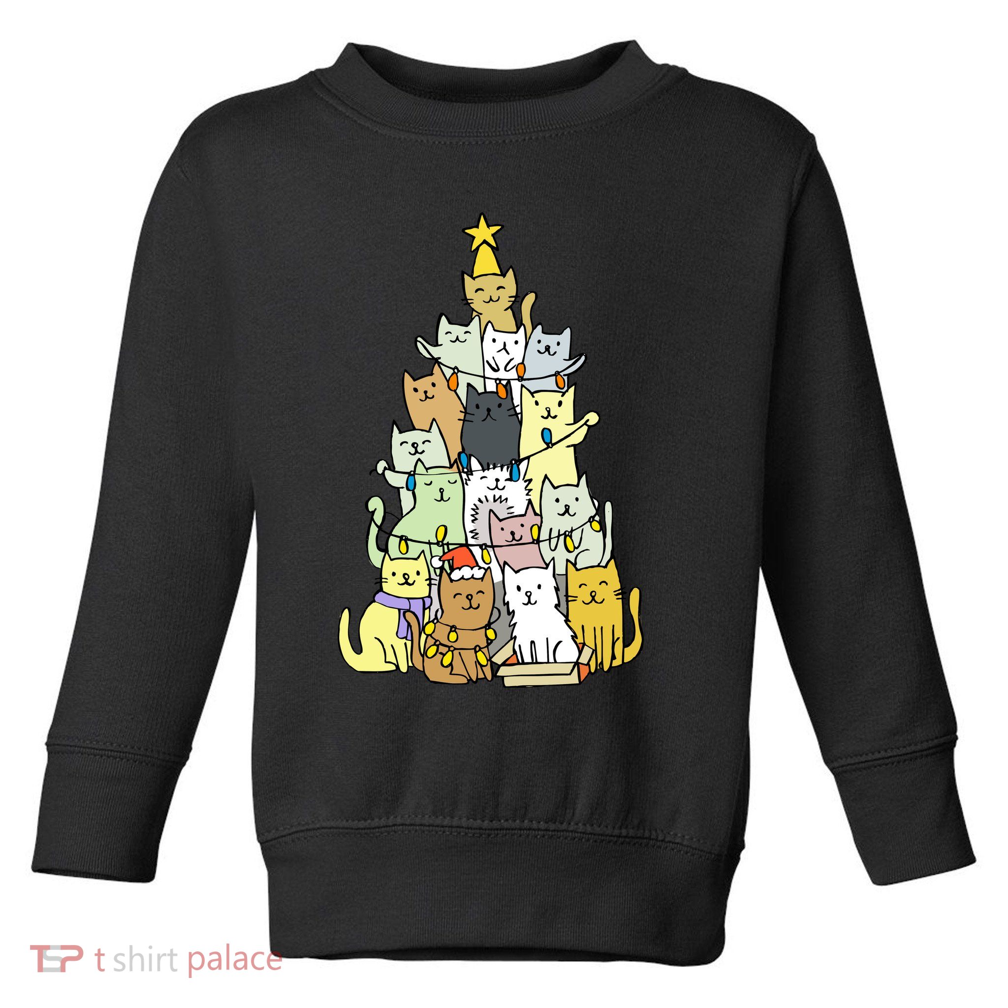 Funny Cat Christmas Tree Toddler Sweatshirt