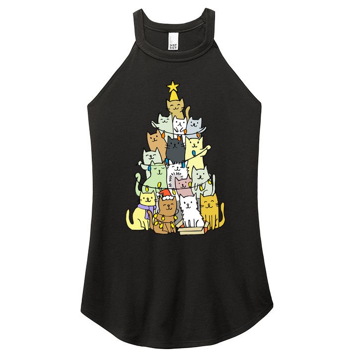 Funny Cat Christmas Tree Women's Perfect Tri Rocker Tank