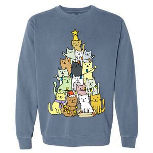 Funny Cat Christmas Tree Garment-Dyed Sweatshirt