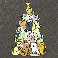 Funny Cat Christmas Tree Cotton Canvas Backpack