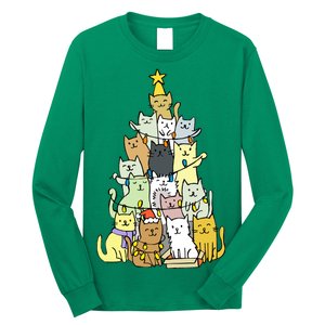 Funny Cat Christmas Tree Long Sleeve Shirt