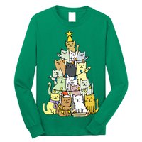 Funny Cat Christmas Tree Long Sleeve Shirt