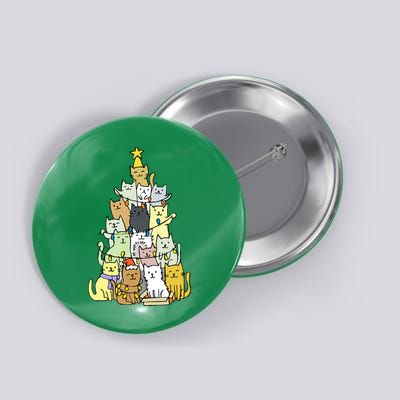 Funny Cat Christmas Tree Button