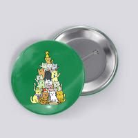 Funny Cat Christmas Tree Button
