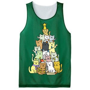 Funny Cat Christmas Tree Mesh Reversible Basketball Jersey Tank