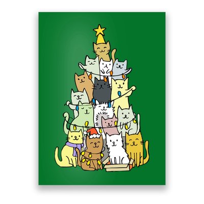 Funny Cat Christmas Tree Poster