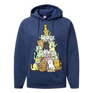 Funny Cat Christmas Tree Performance Fleece Hoodie