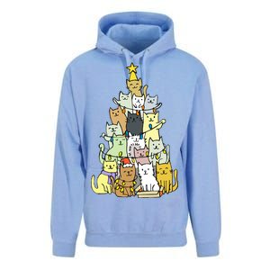 Funny Cat Christmas Tree Unisex Surf Hoodie