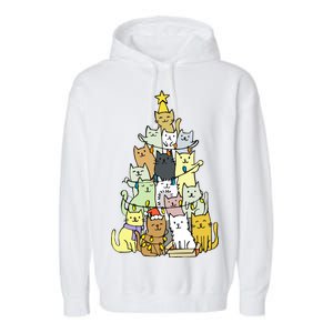 Funny Cat Christmas Tree Garment-Dyed Fleece Hoodie