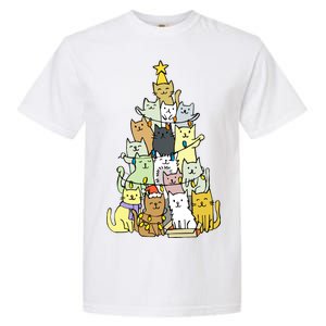 Funny Cat Christmas Tree Garment-Dyed Heavyweight T-Shirt