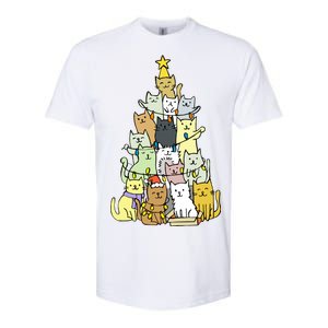 Funny Cat Christmas Tree Softstyle CVC T-Shirt