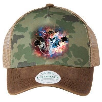 Funny Cat Floating In Space Legacy Tie Dye Trucker Hat