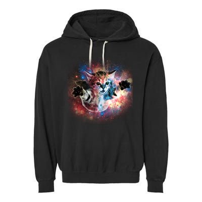 Funny Cat Floating In Space Garment-Dyed Fleece Hoodie