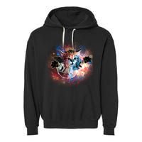 Funny Cat Floating In Space Garment-Dyed Fleece Hoodie