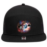 Funny Cat Floating In Space 7 Panel Mesh Trucker Snapback Hat