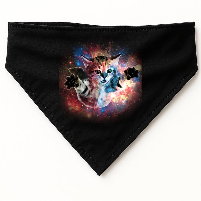 Funny Cat Floating In Space USA-Made Doggie Bandana