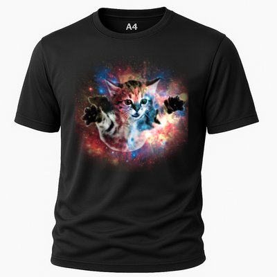 Funny Cat Floating In Space Performance Shirt
