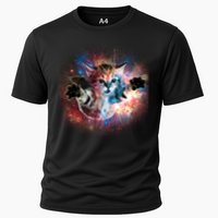 Funny Cat Floating In Space Performance Shirt