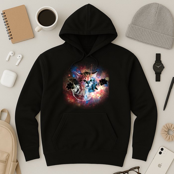 Funny Cat Floating In Space Hoodie