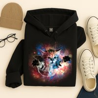 Funny Cat Floating In Space Hoodie