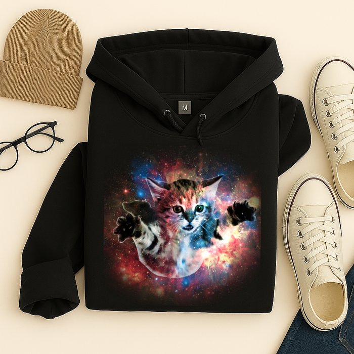 Funny Cat Floating In Space Hoodie