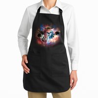 Funny Cat Floating In Space Full-Length Apron With Pockets