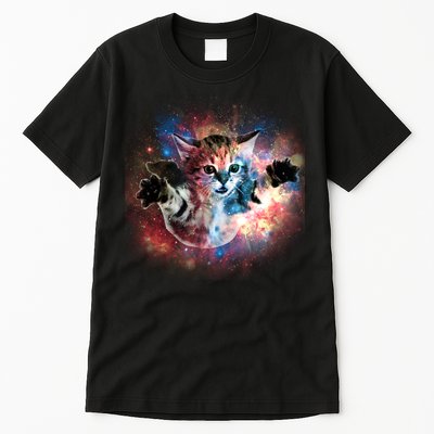 Funny Cat Floating In Space Tall T-Shirt