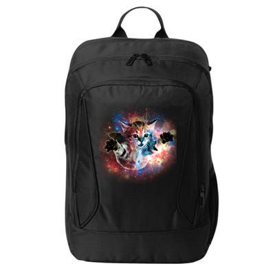 Funny Cat Floating In Space City Backpack