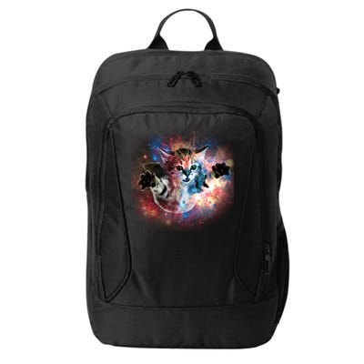 Funny Cat Floating In Space City Backpack