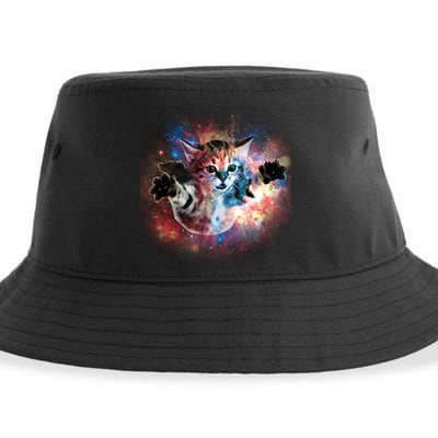 Funny Cat Floating In Space Sustainable Bucket Hat