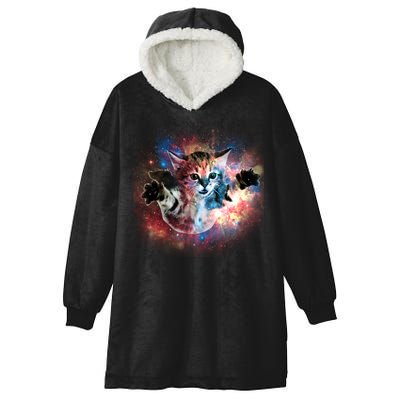 Funny Cat Floating In Space Hooded Wearable Blanket