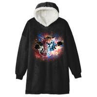 Funny Cat Floating In Space Hooded Wearable Blanket