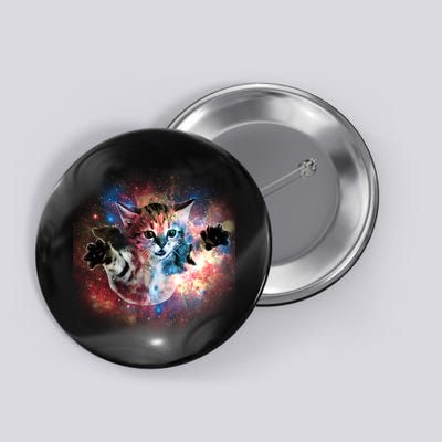Funny Cat Floating In Space Button
