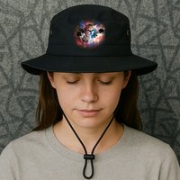 Funny Cat Floating In Space Bucket Hat