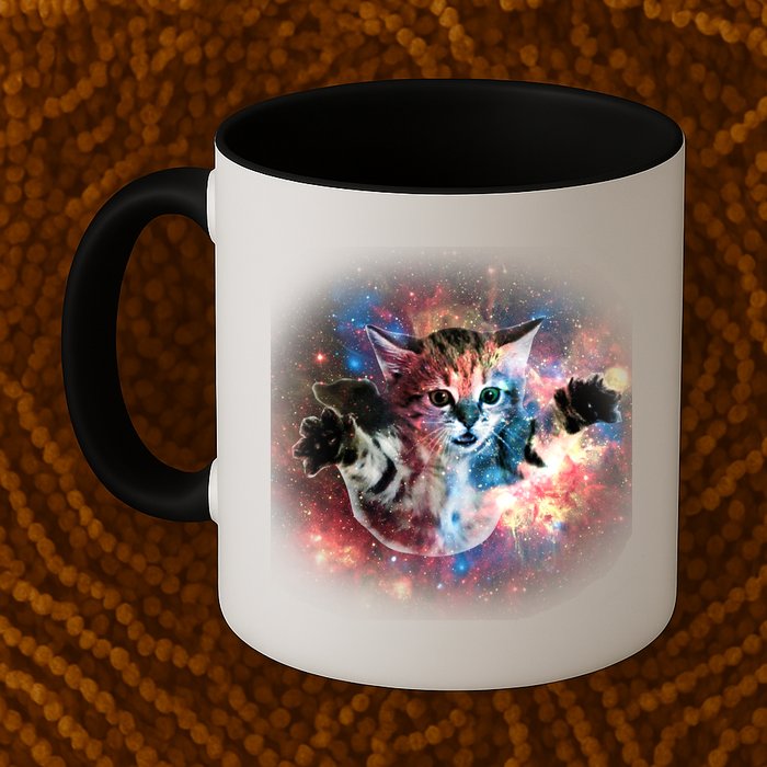Funny Cat Floating In Space Mug