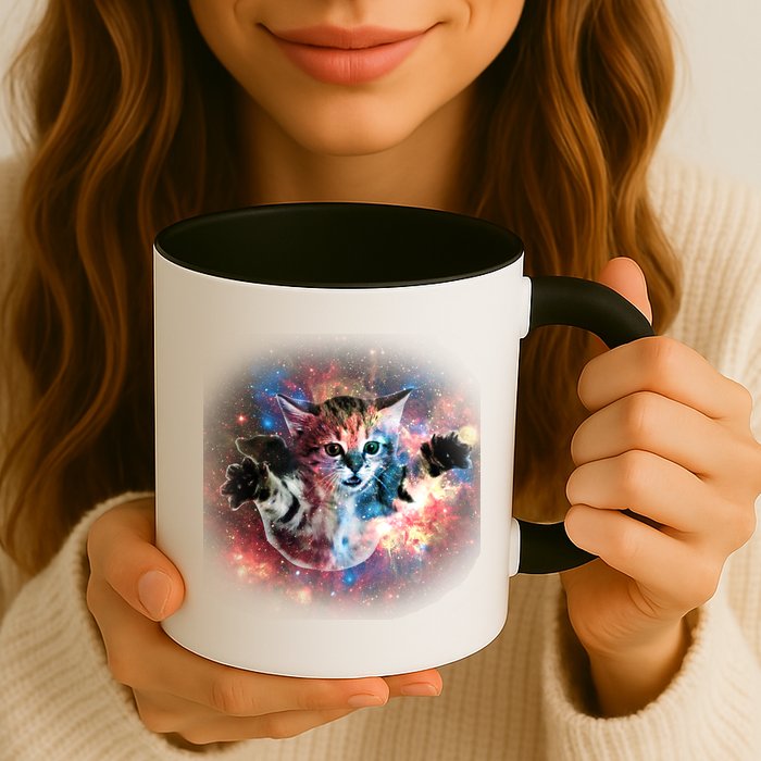 Funny Cat Floating In Space Mug