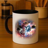 Funny Cat Floating In Space Mug