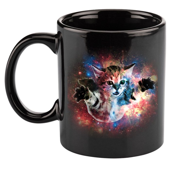 Funny Cat Floating In Space 11oz C Handle Ceramic Mug