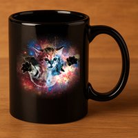Funny Cat Floating In Space 11oz C Handle Ceramic Mug