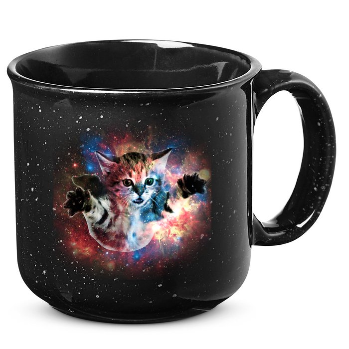 Funny Cat Floating In Space 15oz Campfire Ceramic Mug