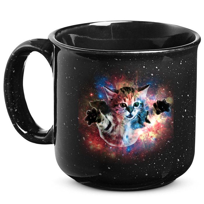 Funny Cat Floating In Space 15oz Campfire Ceramic Mug