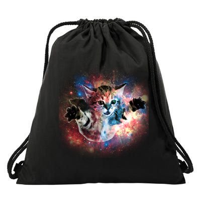 Funny Cat Floating In Space Drawstring Bag