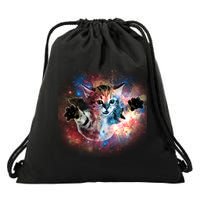 Funny Cat Floating In Space Drawstring Bag