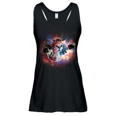 Funny Cat Floating In Space Ladies Essential Flowy Tank