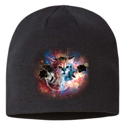 Funny Cat Floating In Space Sustainable Beanie