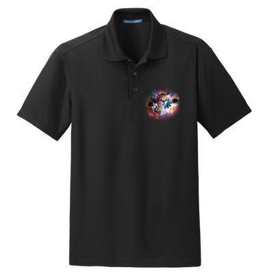 Funny Cat Floating In Space Dry Zone Grid Polo