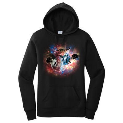 Funny Cat Floating In Space Women's Pullover Hoodie