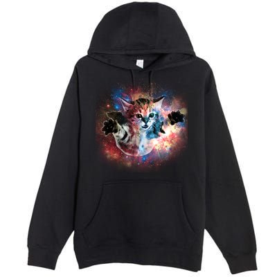 Funny Cat Floating In Space Premium Pullover Hoodie
